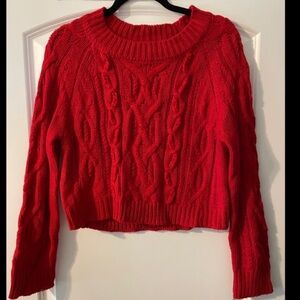 HARPER Chunky Cable Kit Cropped Sweater Red Size S